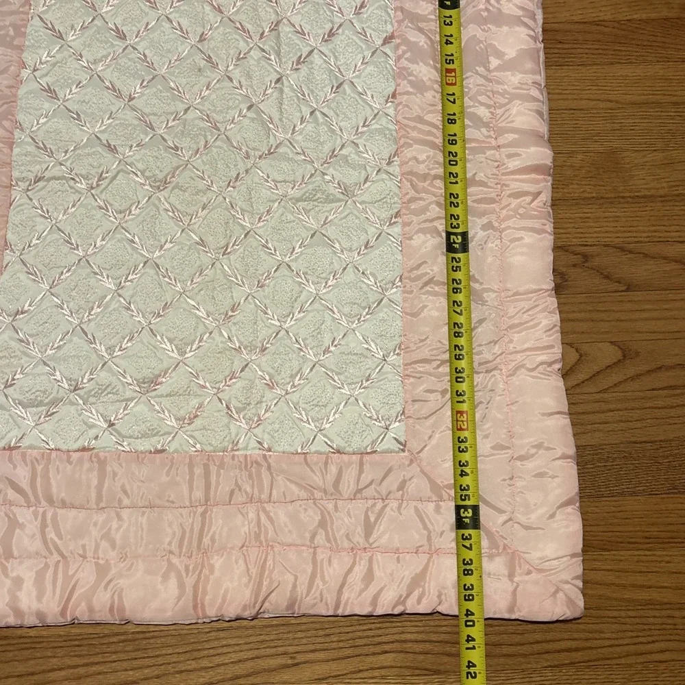 Baby Blanket Satin Trim Embroidered Quilted‎ And Embroidered Beautiful
